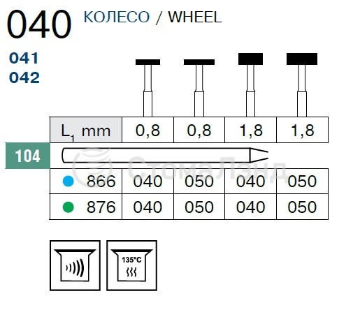 Алмазный бор колесо d-040 L1-0,8 мм КЗ